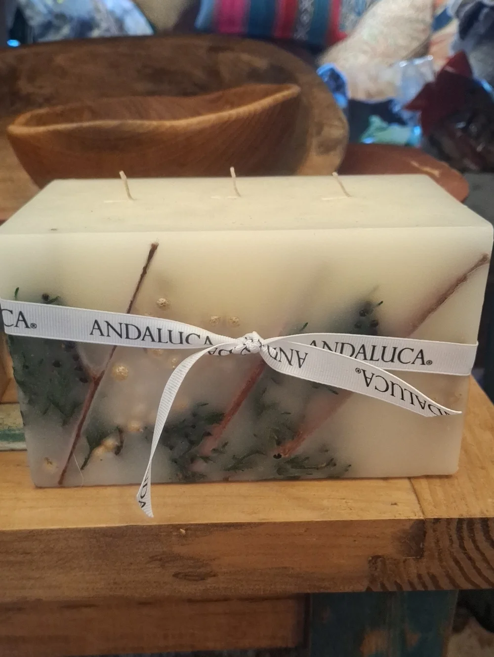 Andaluca Cream Decorative Triple-Wick Botanical Soap Candle